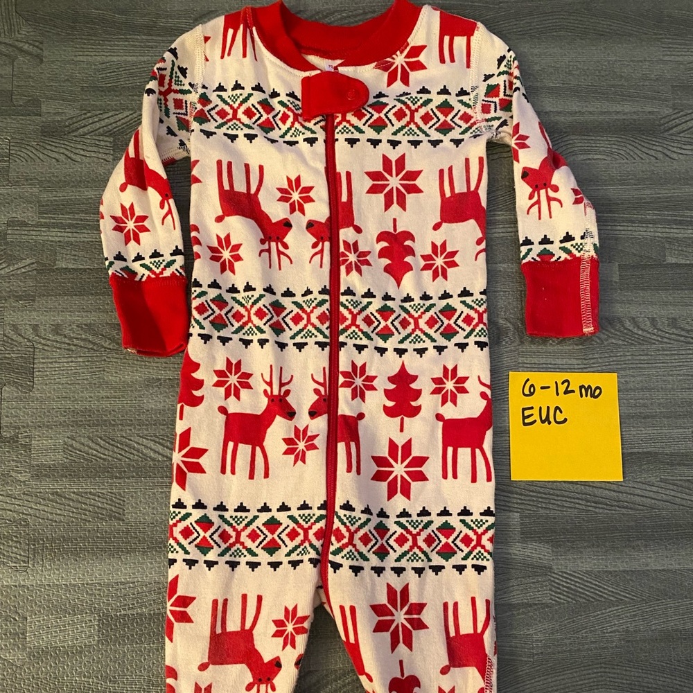 Hanna Andersson Holiday Christmas Winter deer Fair Isle pajamas jammies 6-12 EUC